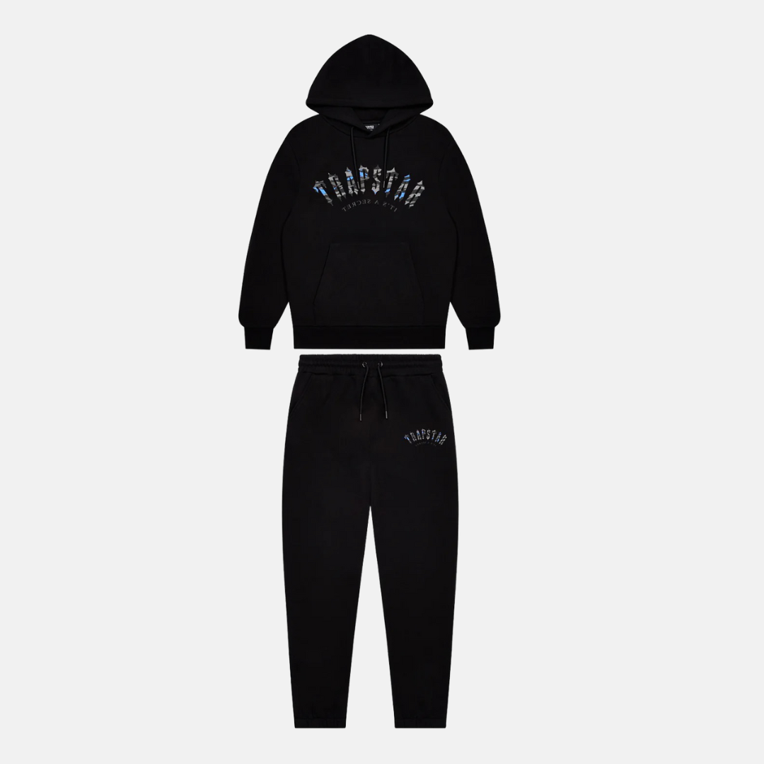 Trapstar Arched Irongate Tracksuit - Black / Blue Camo - No Sauce The Plug