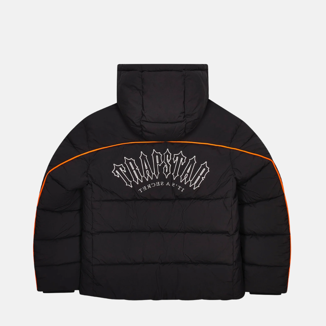 Trapstar Irongate Arch Pipping Puffer - Black/Orange - No Sauce The Plug