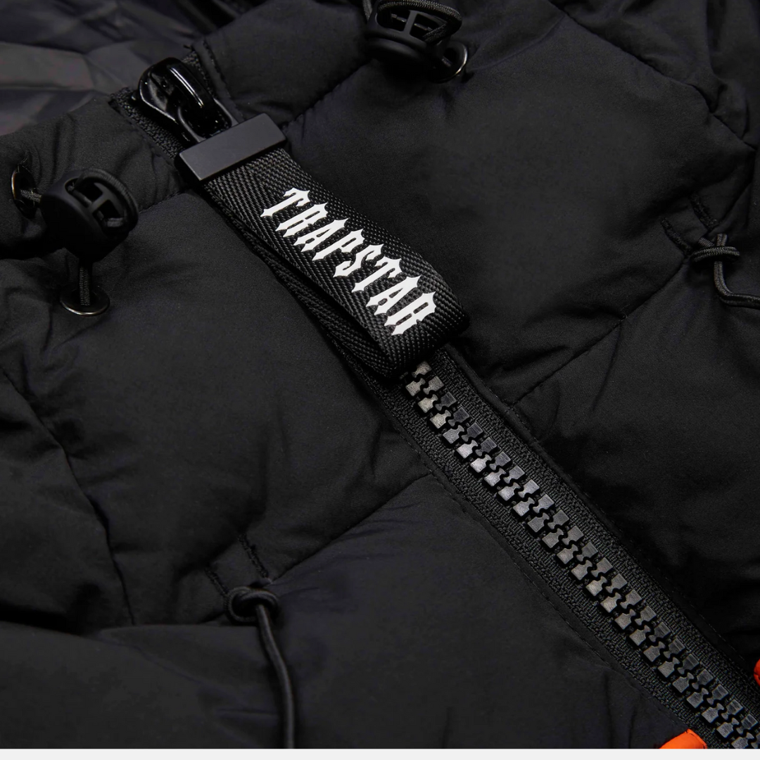 Trapstar Irongate Arch Pipping Puffer - Black/Orange - No Sauce The Plug