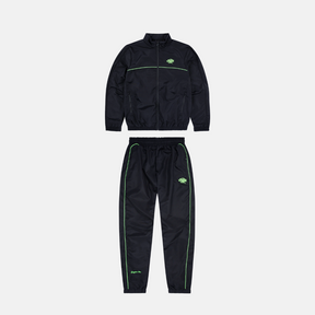 Syna Logo Shell Tracksuit - Black/Neon Green - No Sauce The Plug