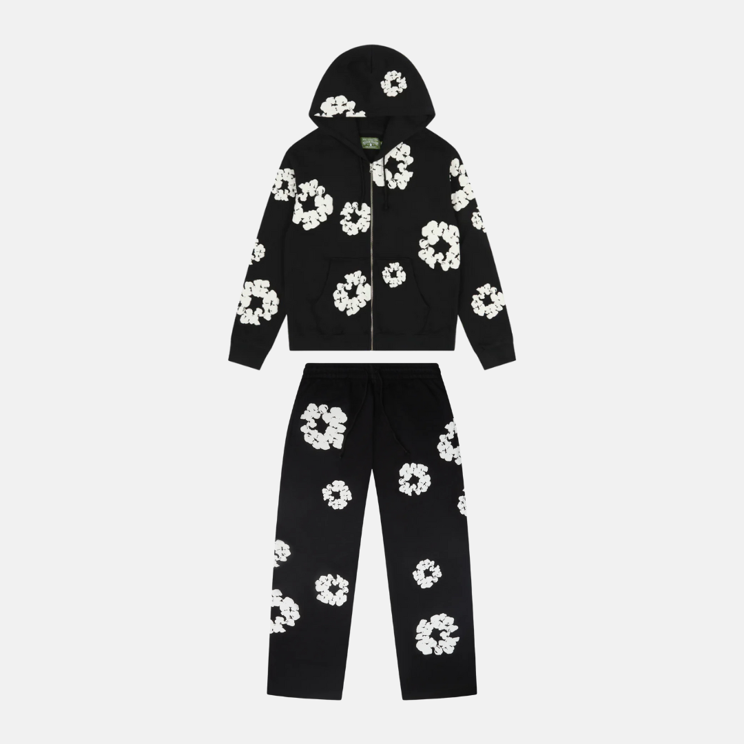 Denim Tears Cotton Wreath Zip Tracksuit - Black - No Sauce The Plug