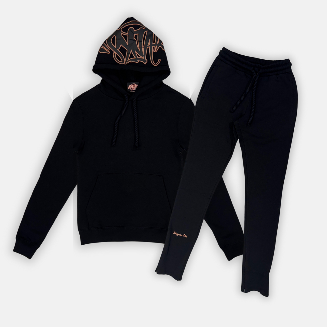 Syna Logo Tracksuit - Black & Rose Gold - No Sauce The Plug