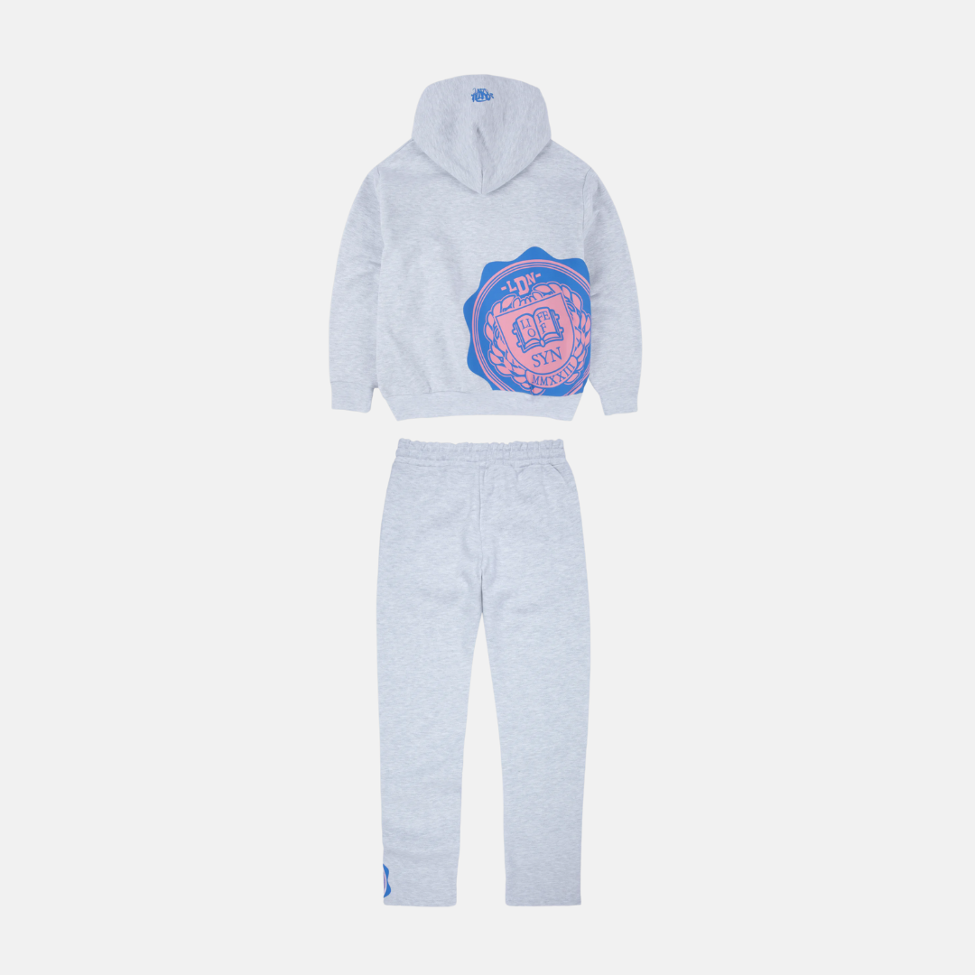 Syna Crest Pack Logo Tracksuit - White/Pink - No Sauce The Plug
