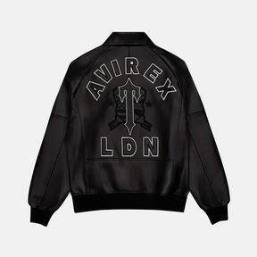 Trapstar X Avirex Icon Leather Jacket - Black - No Sauce The Plug