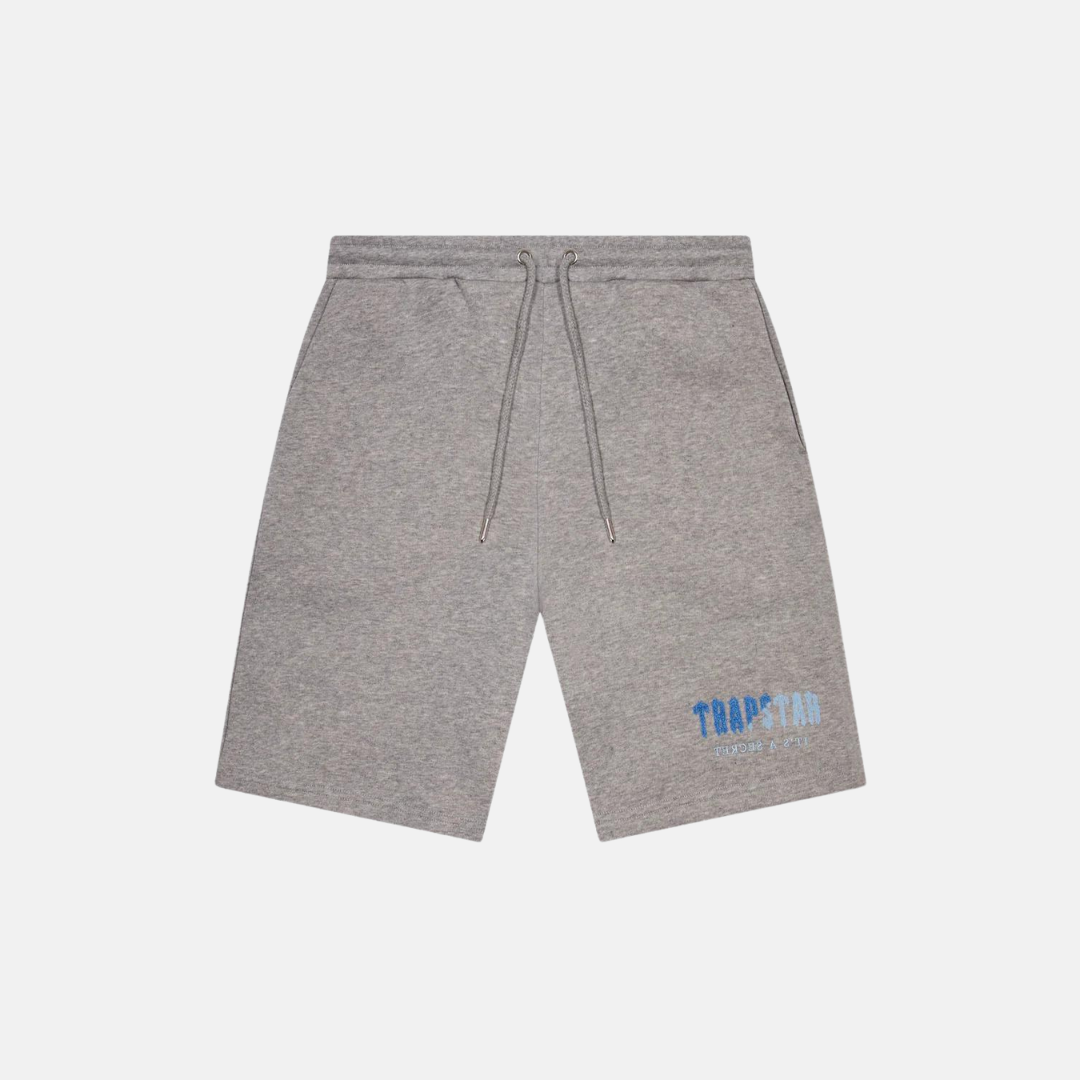 Trapstar Chenille Decoded Shorts - Grey/Blue - No Sauce The Plug