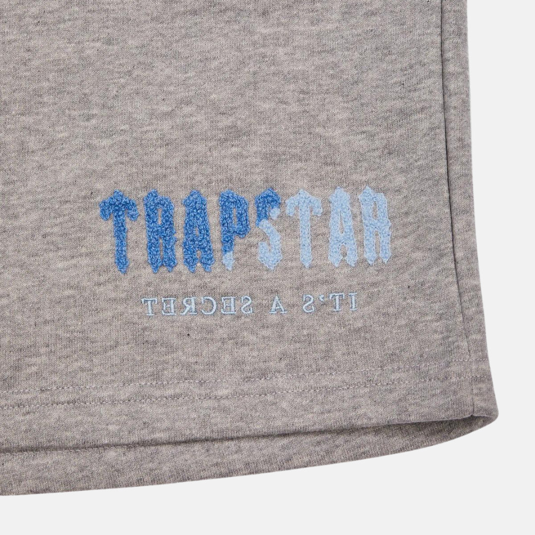 Trapstar Chenille Decoded Shorts - Grey/Blue - No Sauce The Plug