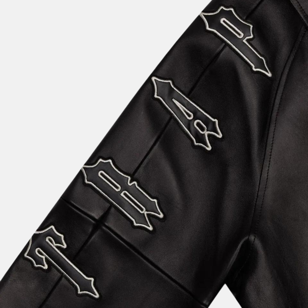 Trapstar X Avirex Icon Leather Jacket - Black - No Sauce The Plug