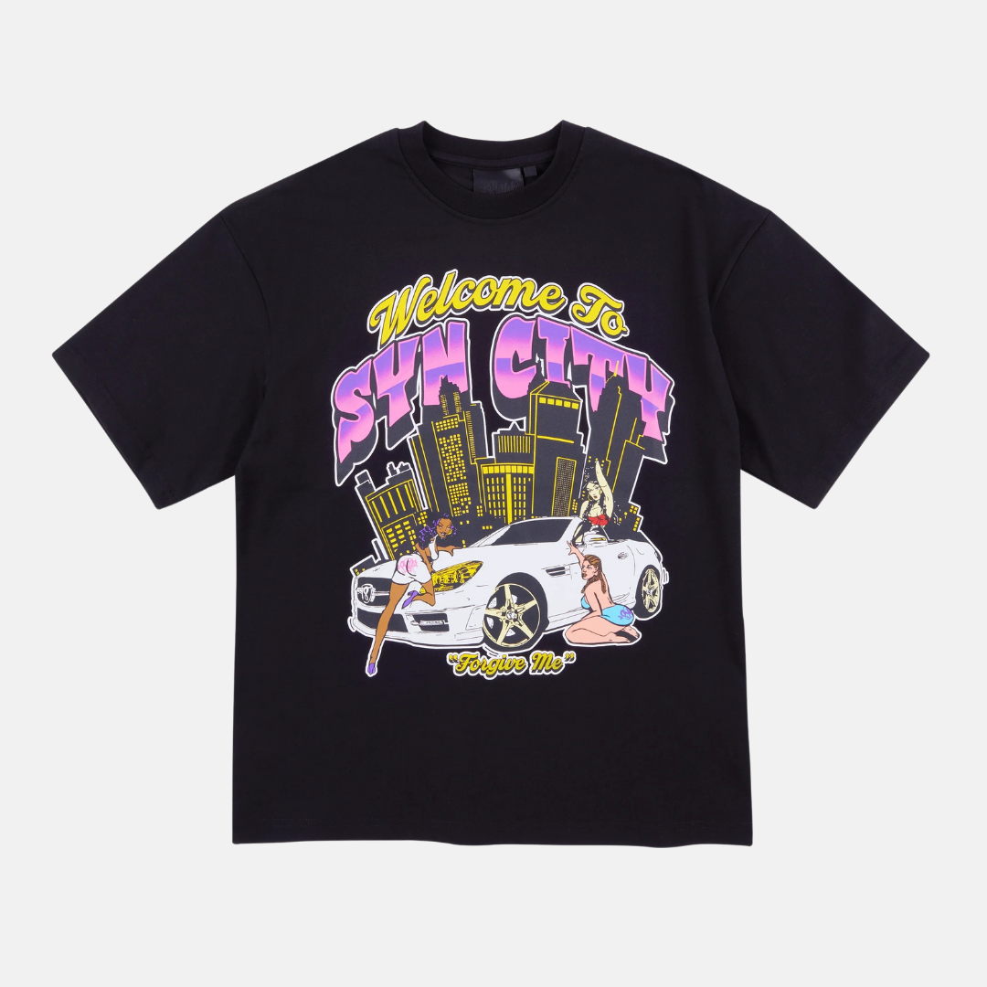 Syna T-Shirt - Black - Syn City - No Sauce The Plug