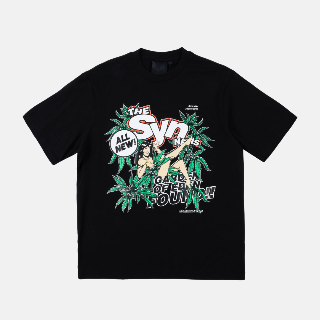 Syna News T-Shirt - Black - No Sauce The Plug