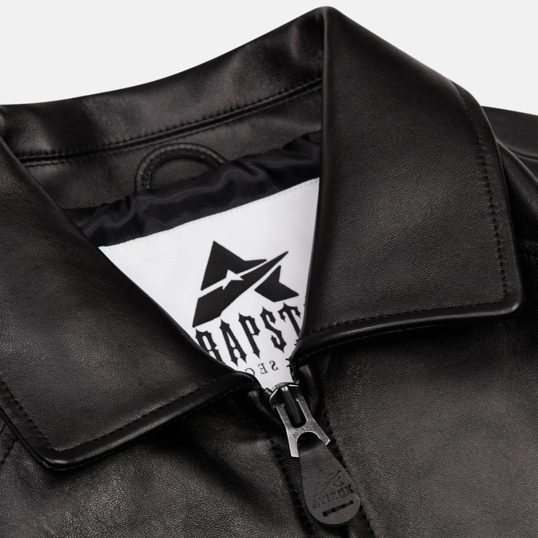 Trapstar X Avirex Icon Leather Jacket - Black - No Sauce The Plug