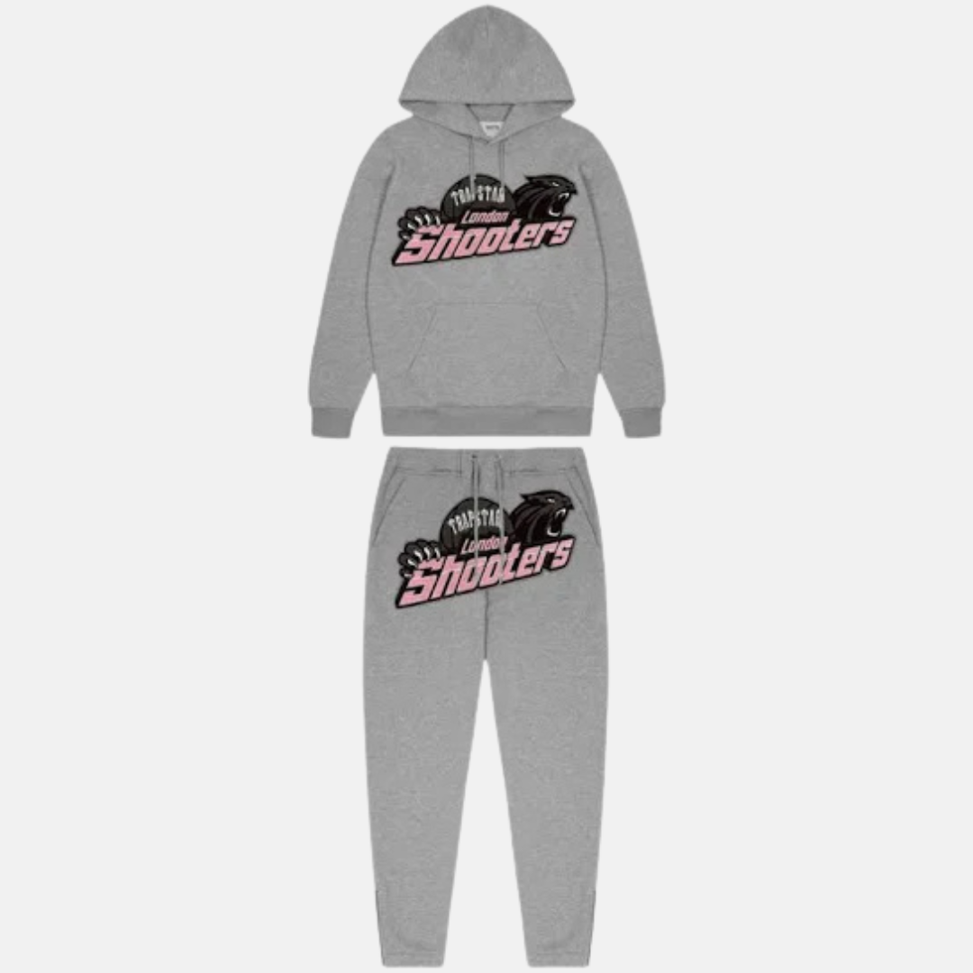 Trapstar London Shooters Hooded Tracksuit - Grey / Pink - No Sauce The Plug