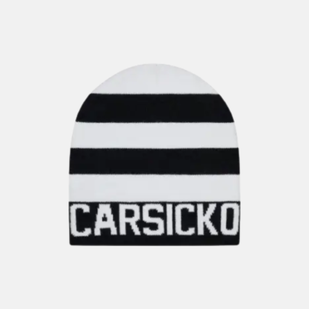 Carsicko Lane beanie - Black / White - No Sauce The Plug