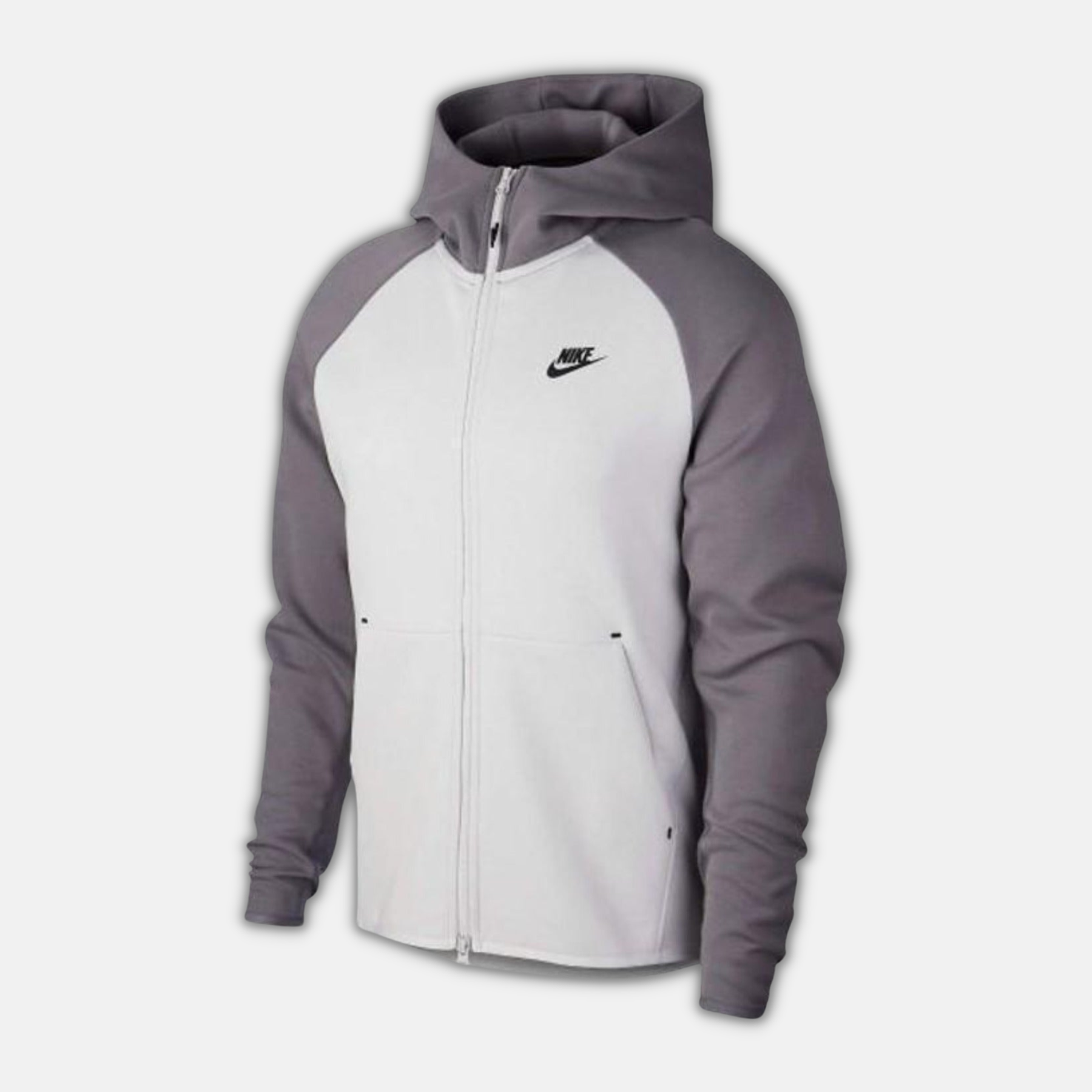 Nike Tech Fleece Hoodie - Gun Smoke Grey & White (2nd Gen) - No Sauce The Plug