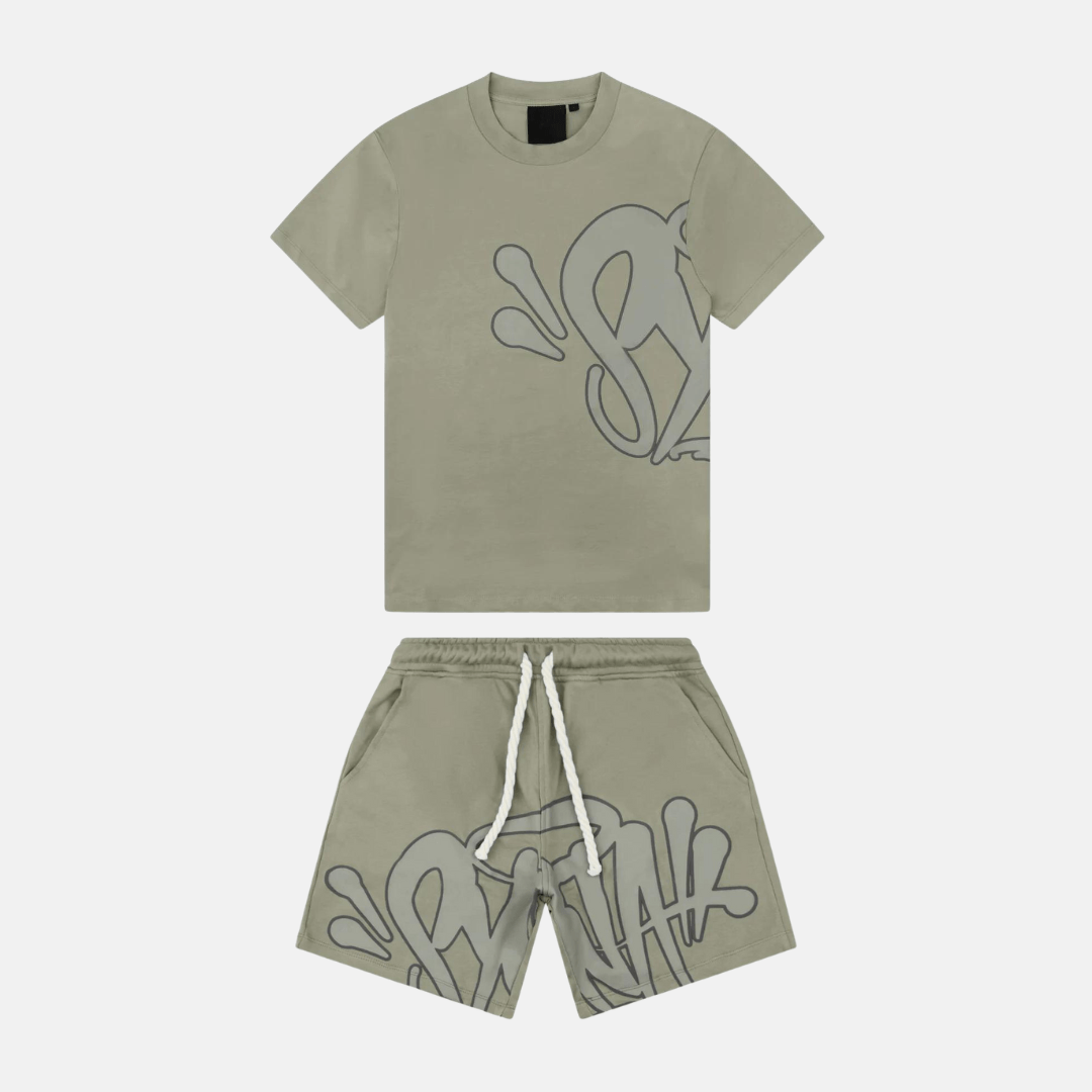Syna T-shirt & Shorts Logo Set - Sage - No Sauce The Plug
