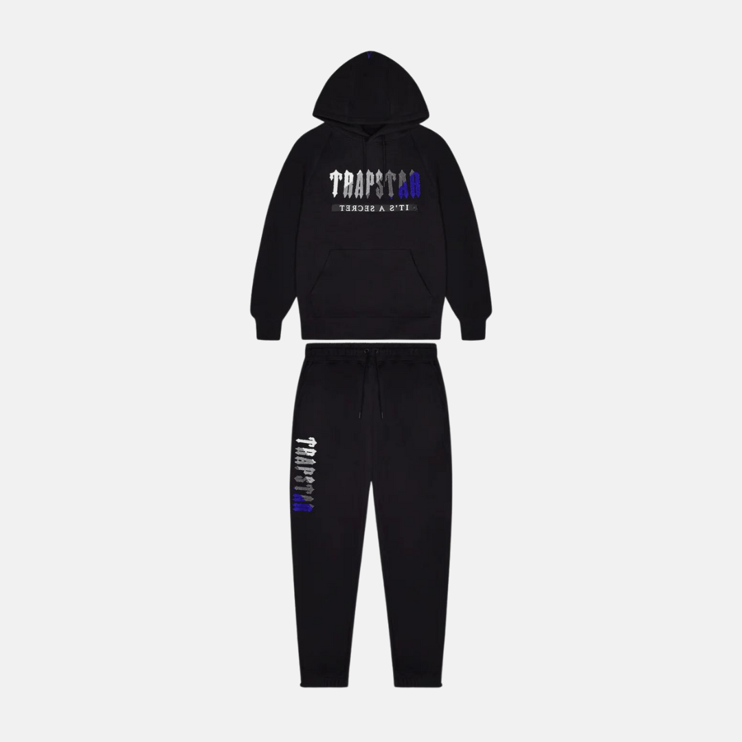 Trapstar Chenille Decoded 2.0 Hooded Tracksuit - Black/Dazzling Blue - No Sauce The Plug