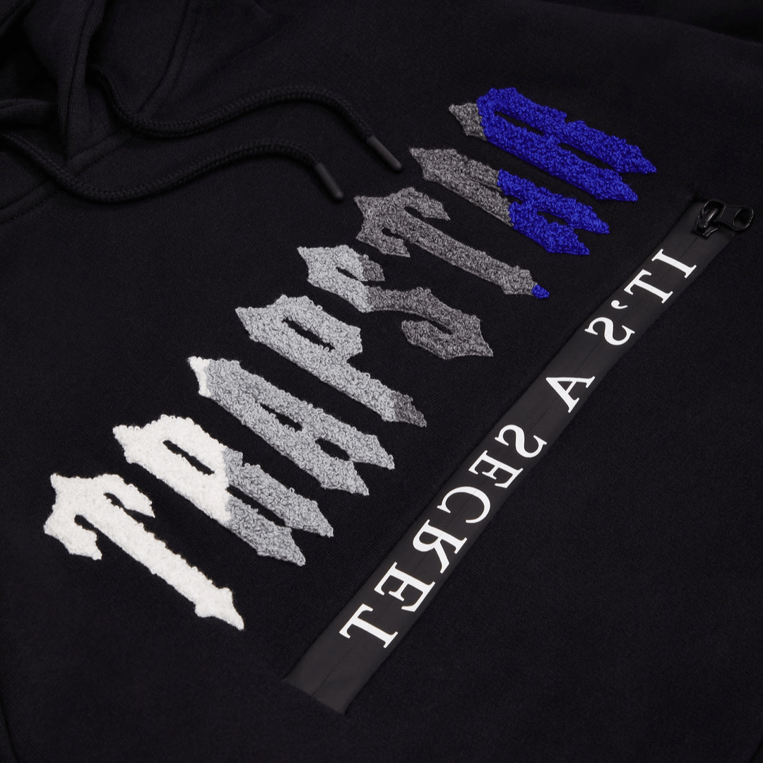 Trapstar Chenille Decoded 2.0 Hooded Tracksuit - Black/Dazzling Blue - No Sauce The Plug