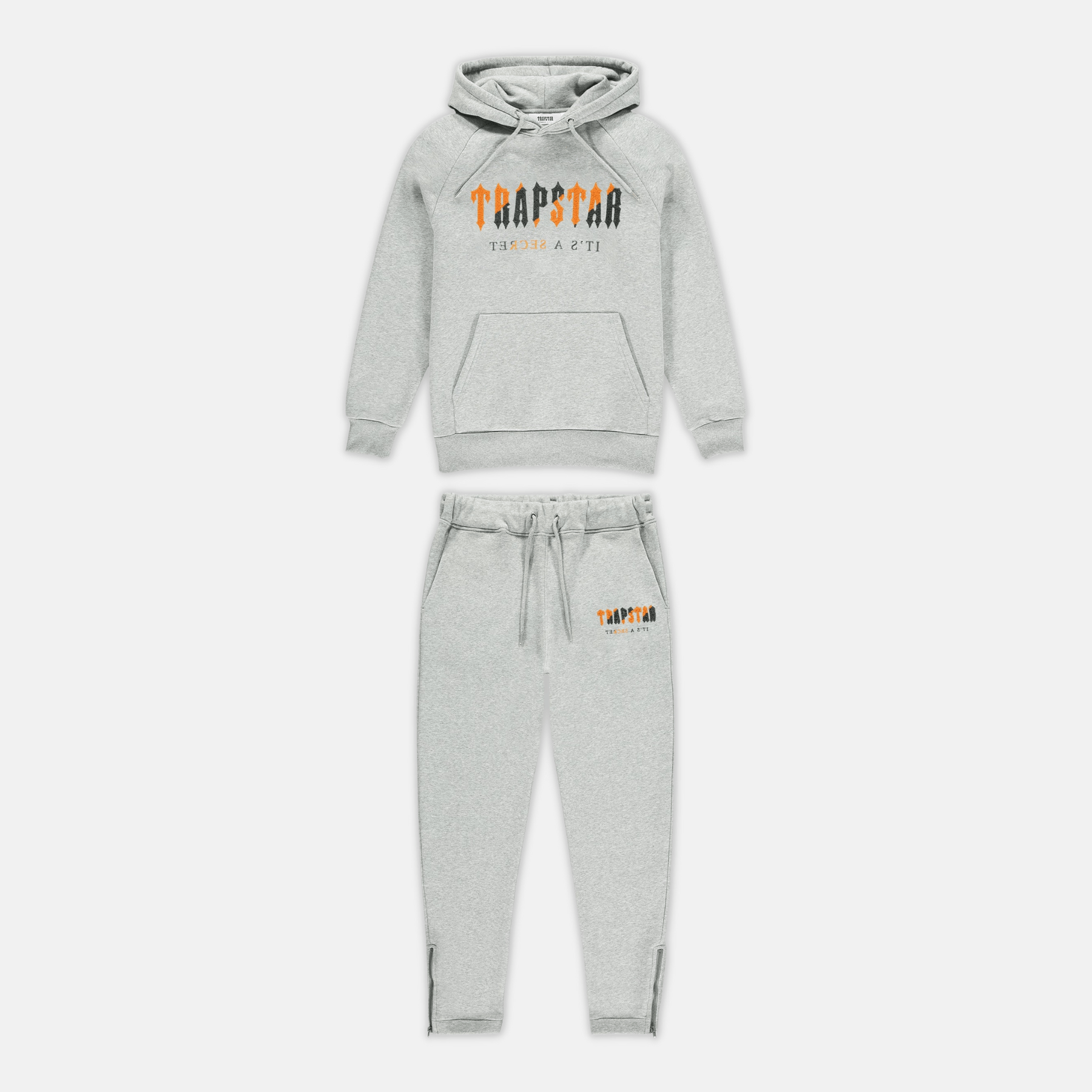 Trapstar Chenille Decoded Tracksuit - Grey & Orange - No Sauce The Plug