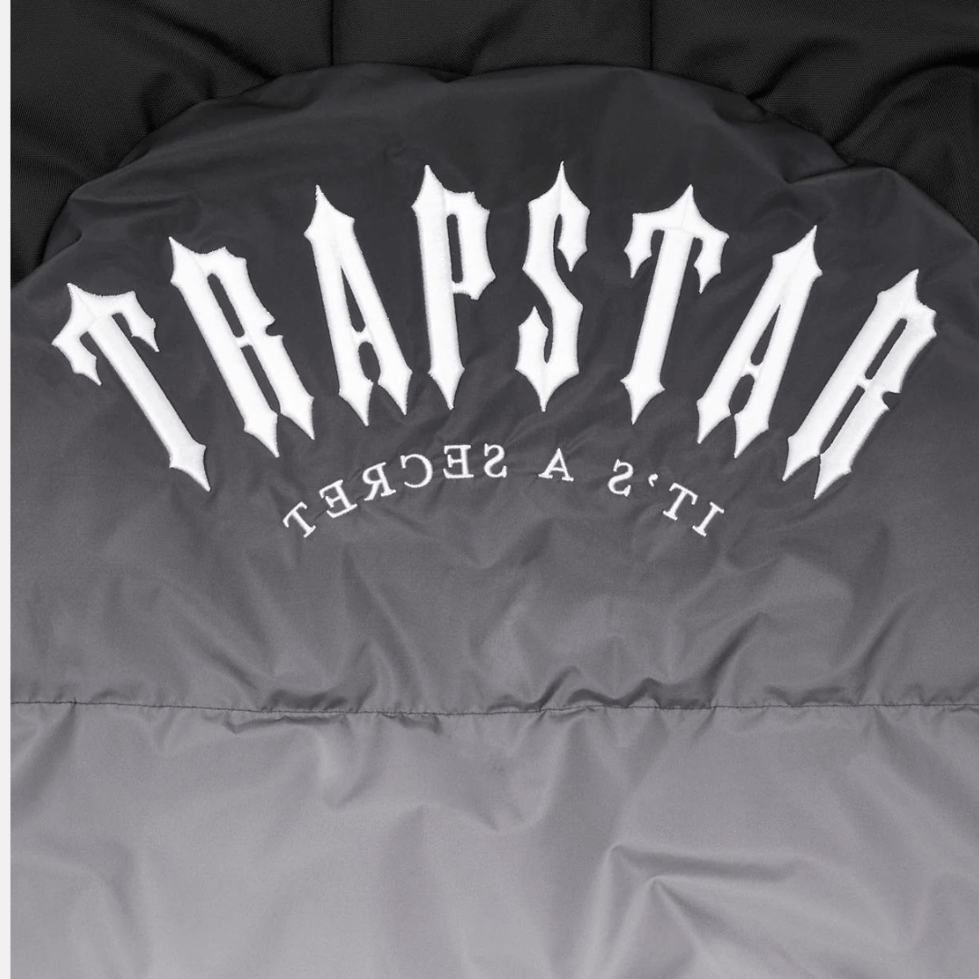 Trapstar Irongate Hooded Puffer AW23 Jacket - Black Gradient - No Sauce The Plug