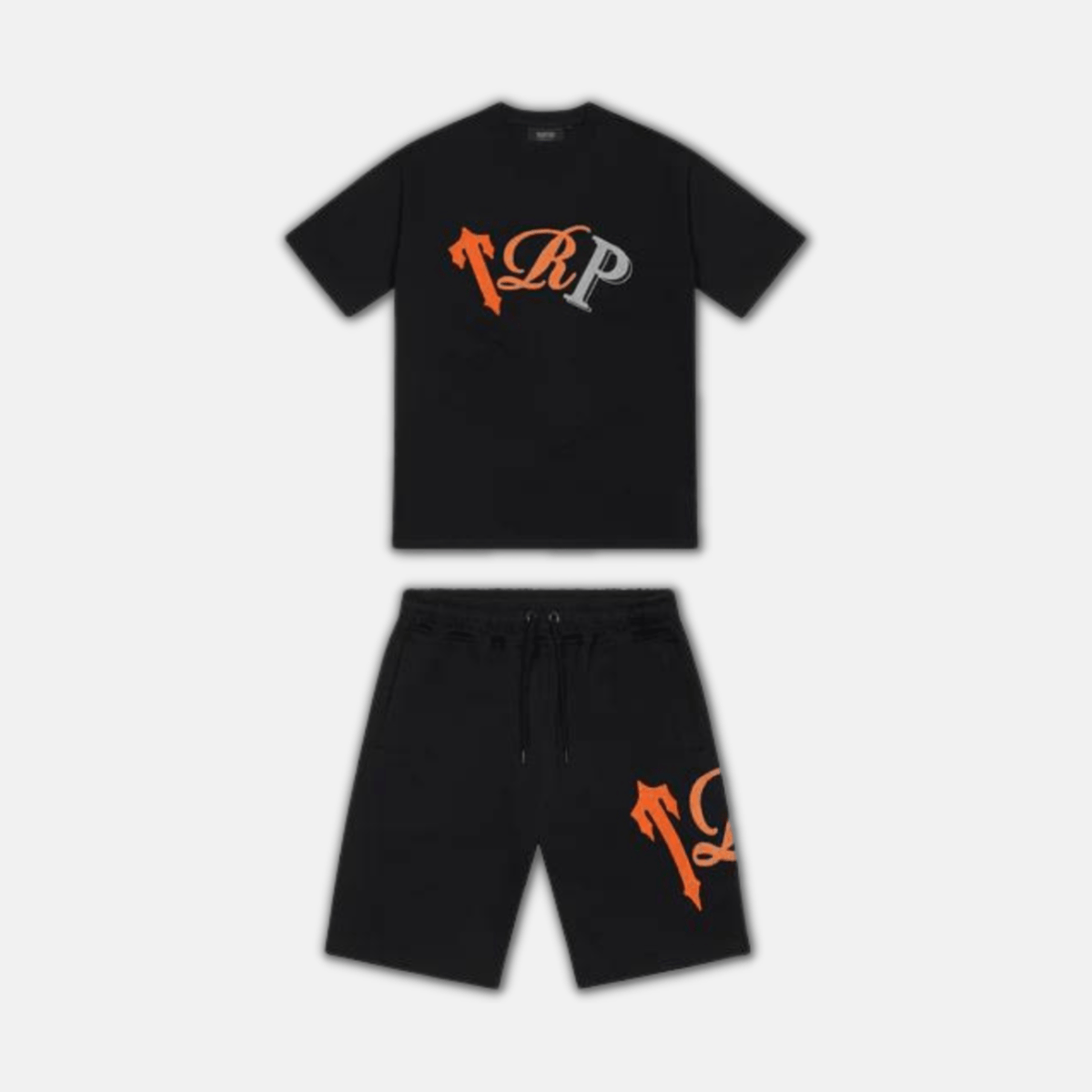 Trapstar Chenille TRP Short Set -  Black/Orange - No Sauce The Plug