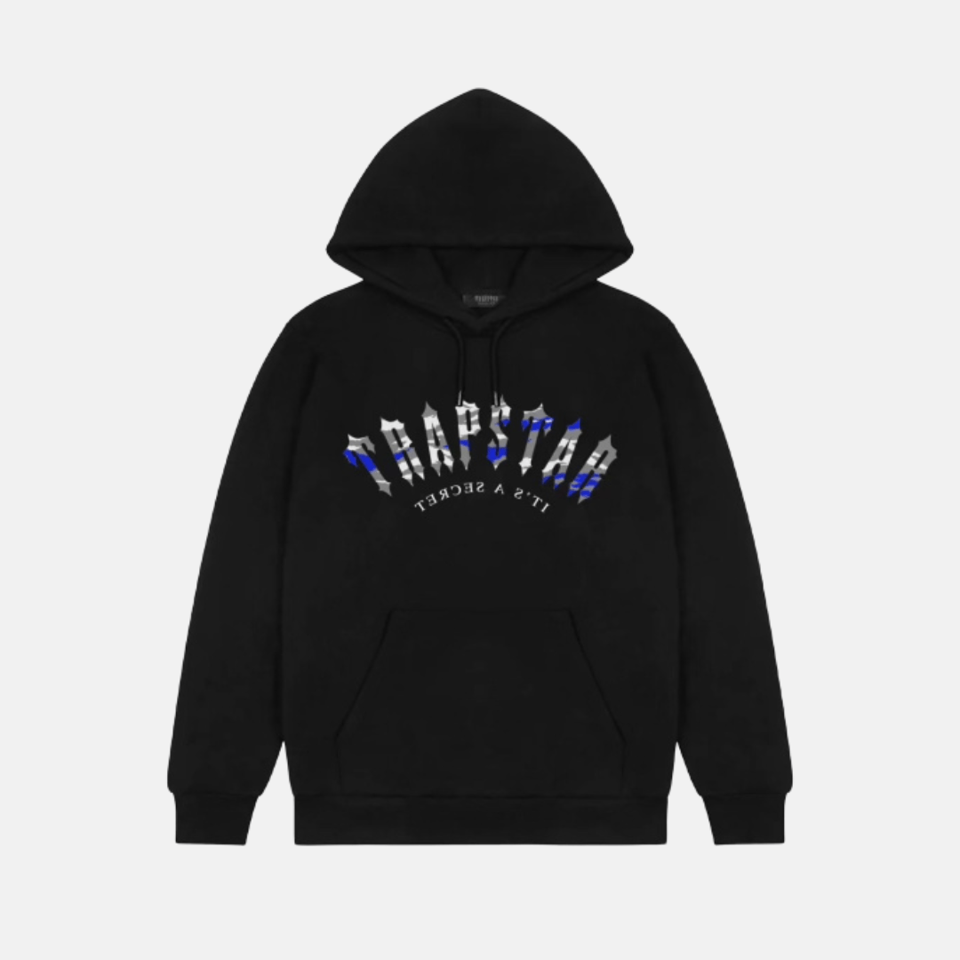 Trapstar Global Ties Hoodie - Black/Blue - No Sauce The Plug