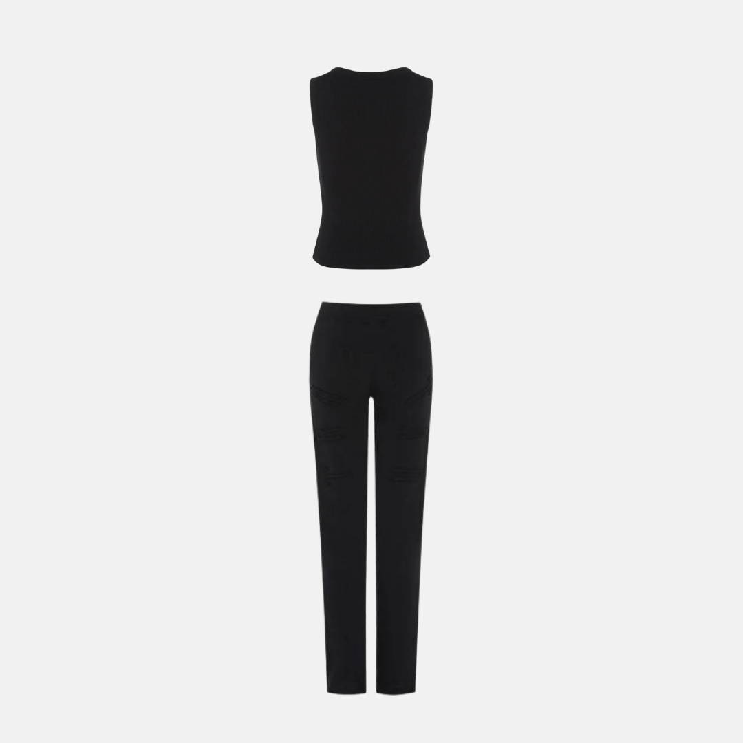 Trapstar Women's Irongate Lace Up Vest And Joggers Set - Black - No Sauce The Plug