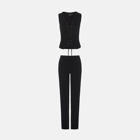 Trapstar Women's Irongate Lace Up Vest And Joggers Set - Black - No Sauce The Plug