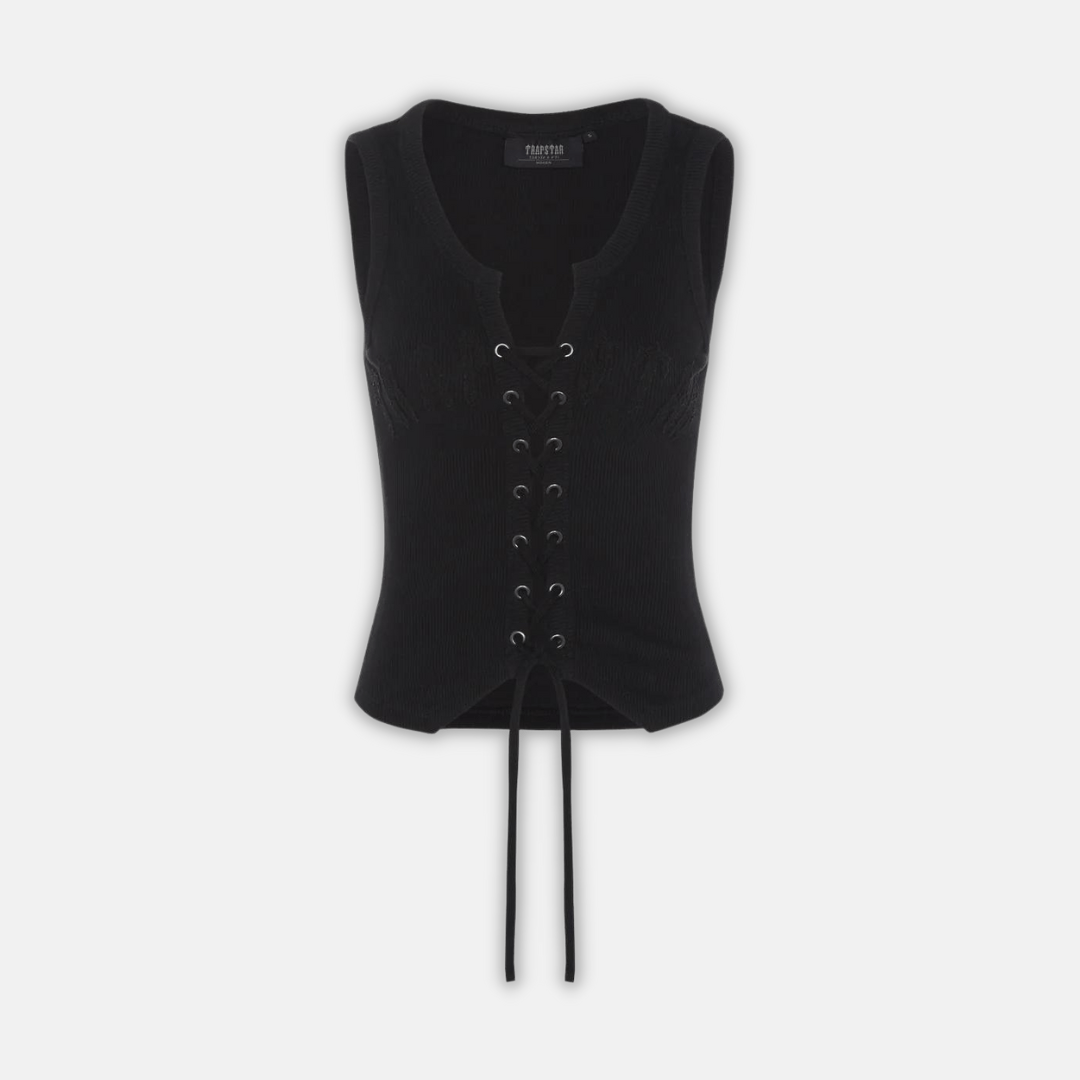 Trapstar Women's Irongate Lace Up Vest - Black - No Sauce The Plug