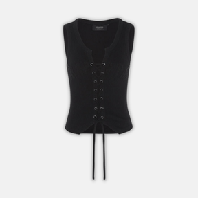 Trapstar Women's Irongate Lace Up Vest - Black - No Sauce The Plug